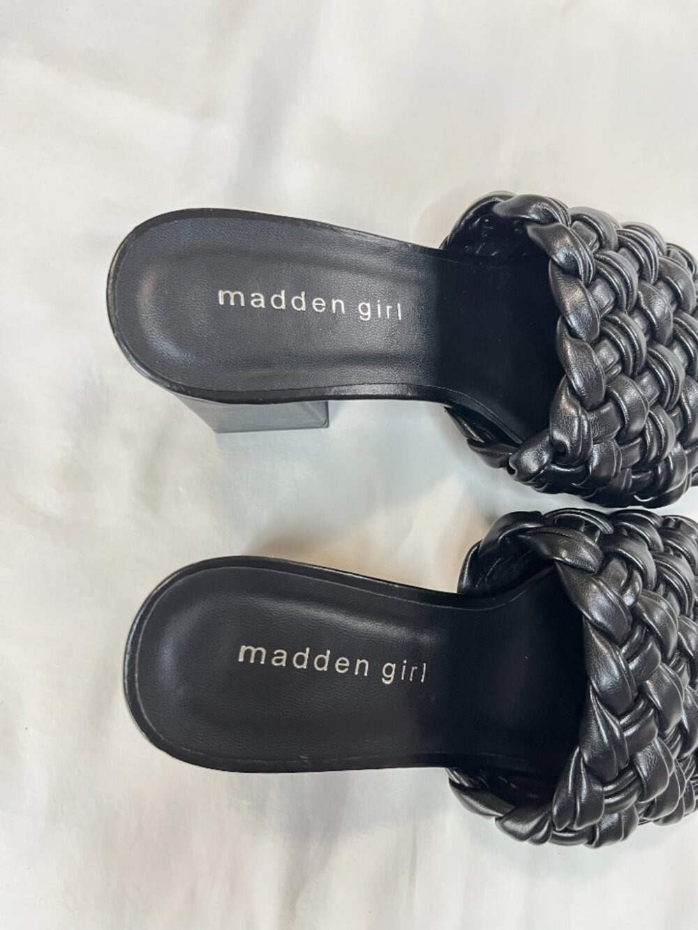 Madden Girl Gretchen Black Braided Strap Y2K Heel Sandals - Picture 7 of 7
